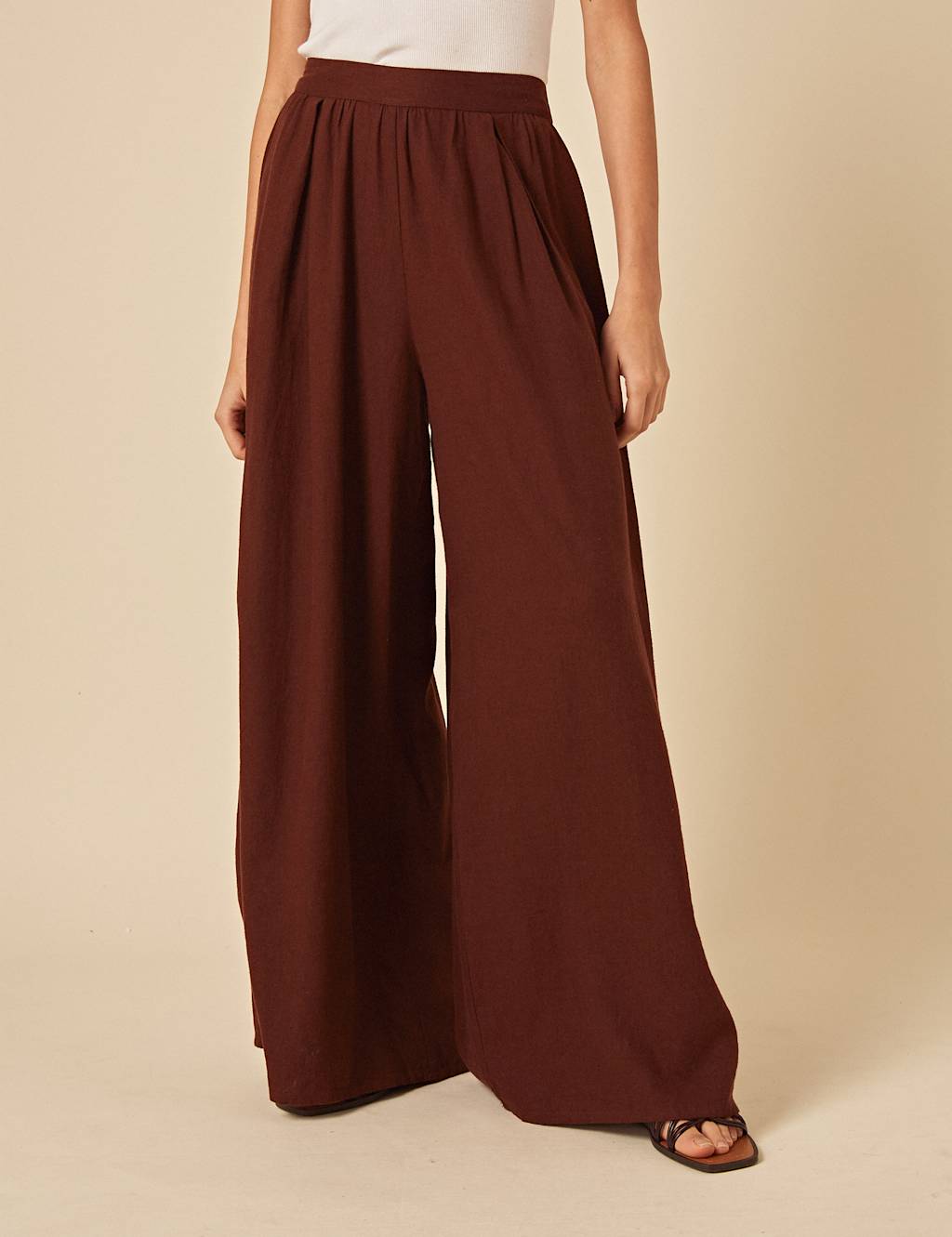 Linen Rich Wide Leg Trousers 2 of 5
