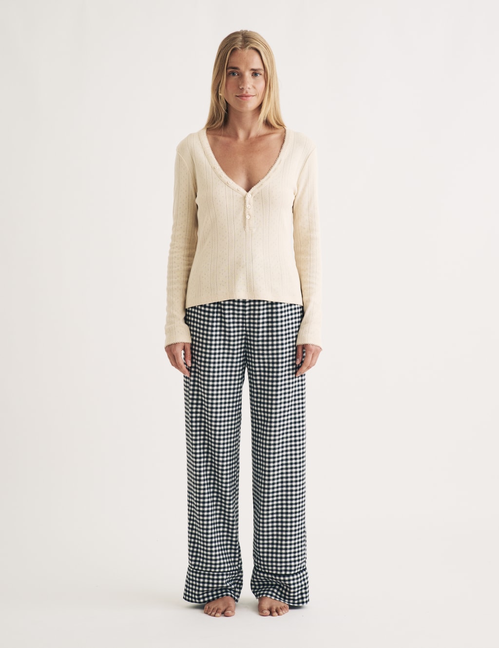 Pure Cotton Gingham Check Pyjama Bottoms Nobody s Child M S