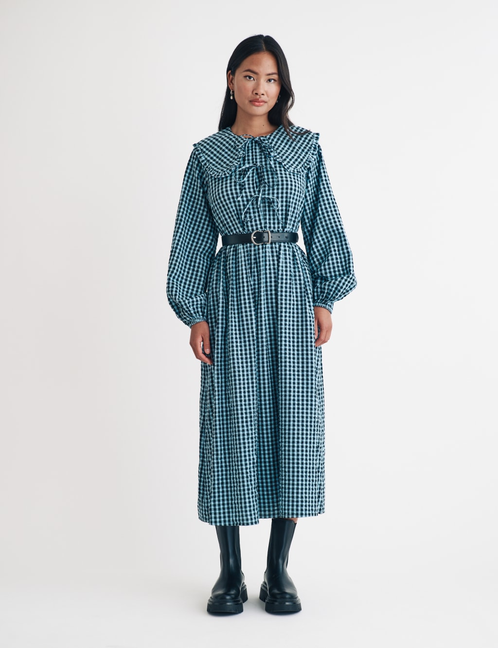 Midi checked dress cheap