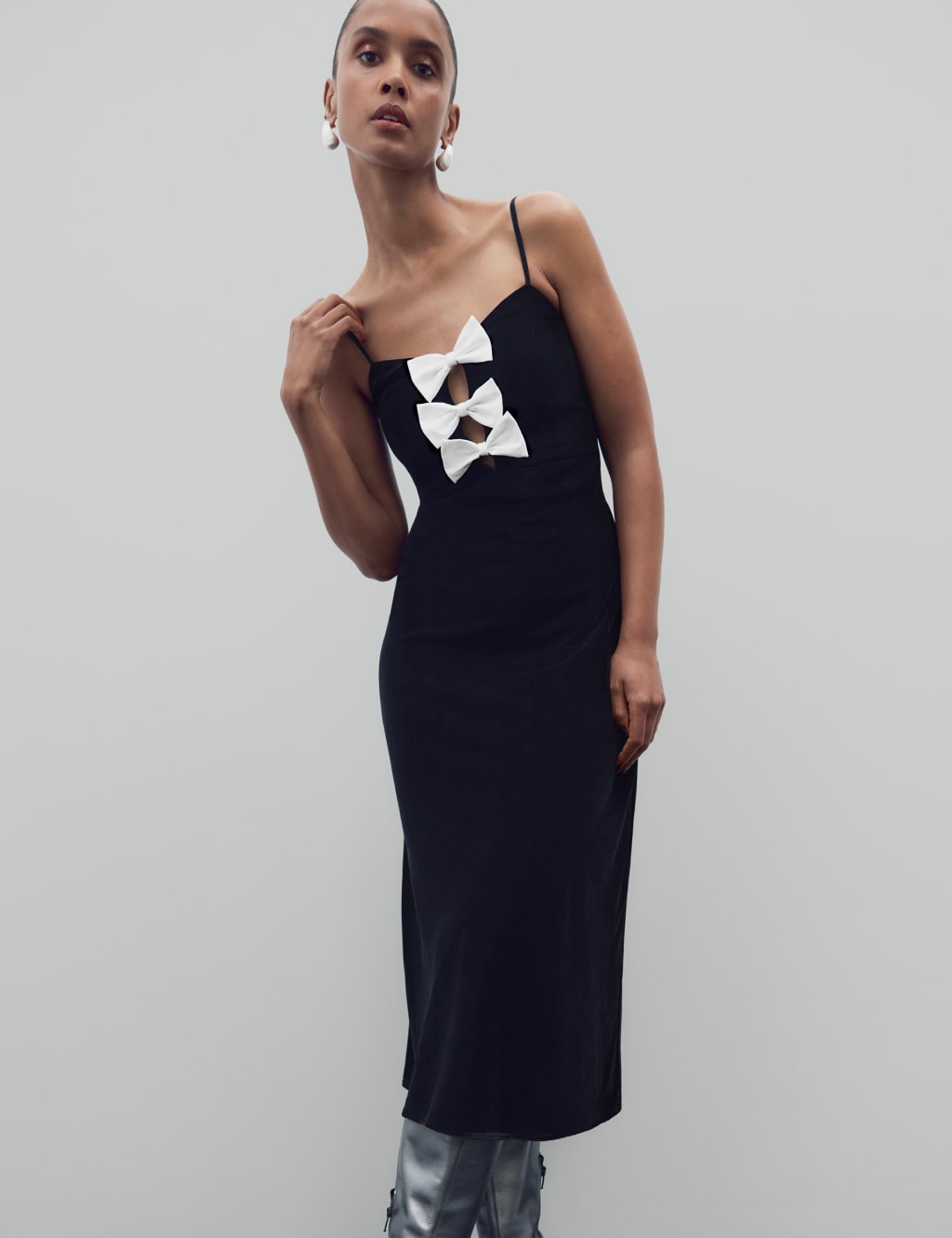 M&s black slip dress clearance