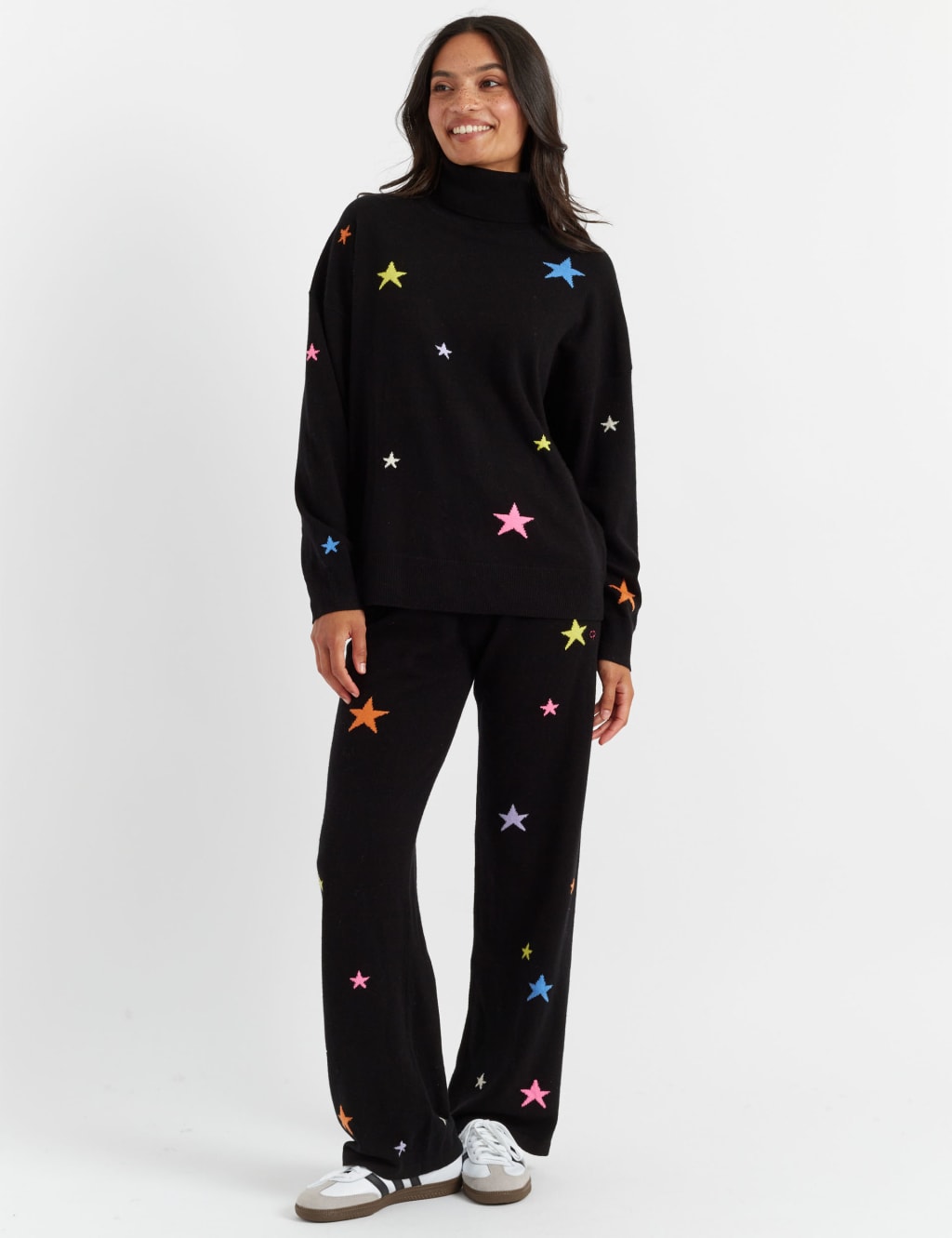 Pure Wool Star Roll Neck Jumper with Cashmere