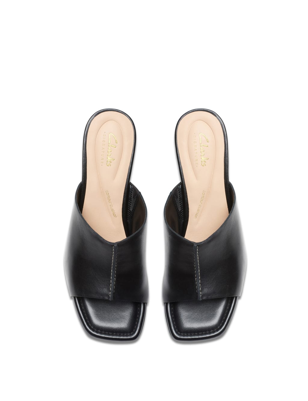 Leather Block Heel Mules