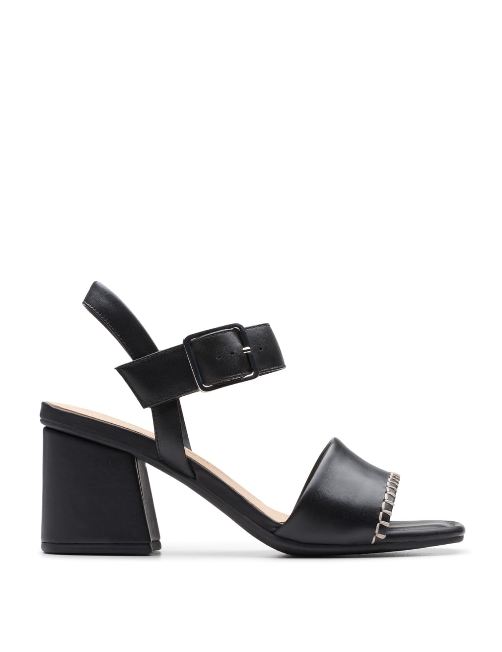 Black leather block heel sandals best sale