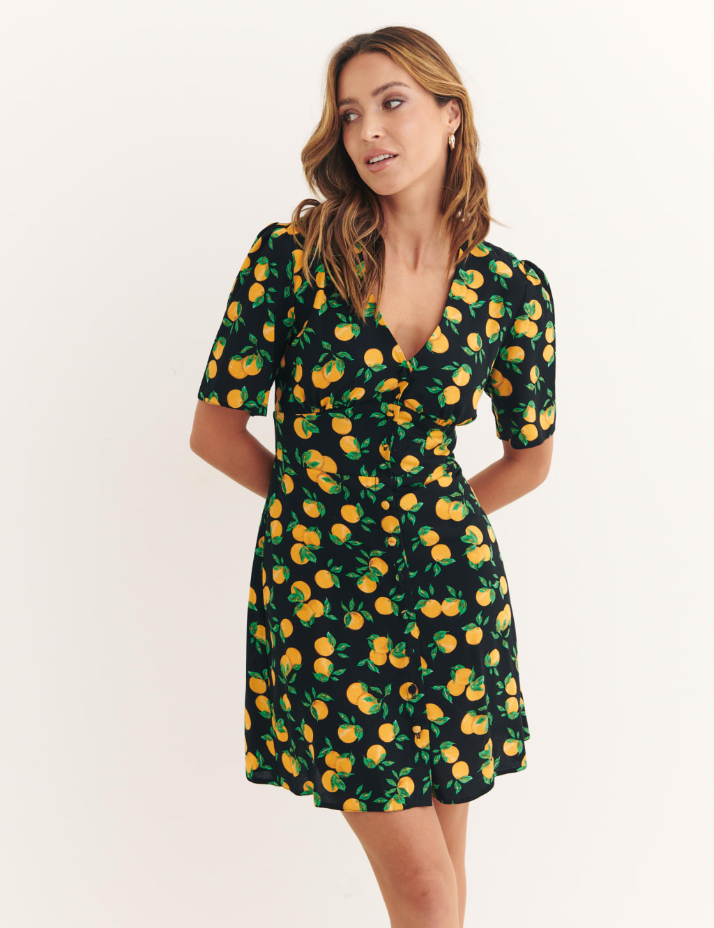 Alexa Printed V-Neck Mini Tea Dress 2 of 5