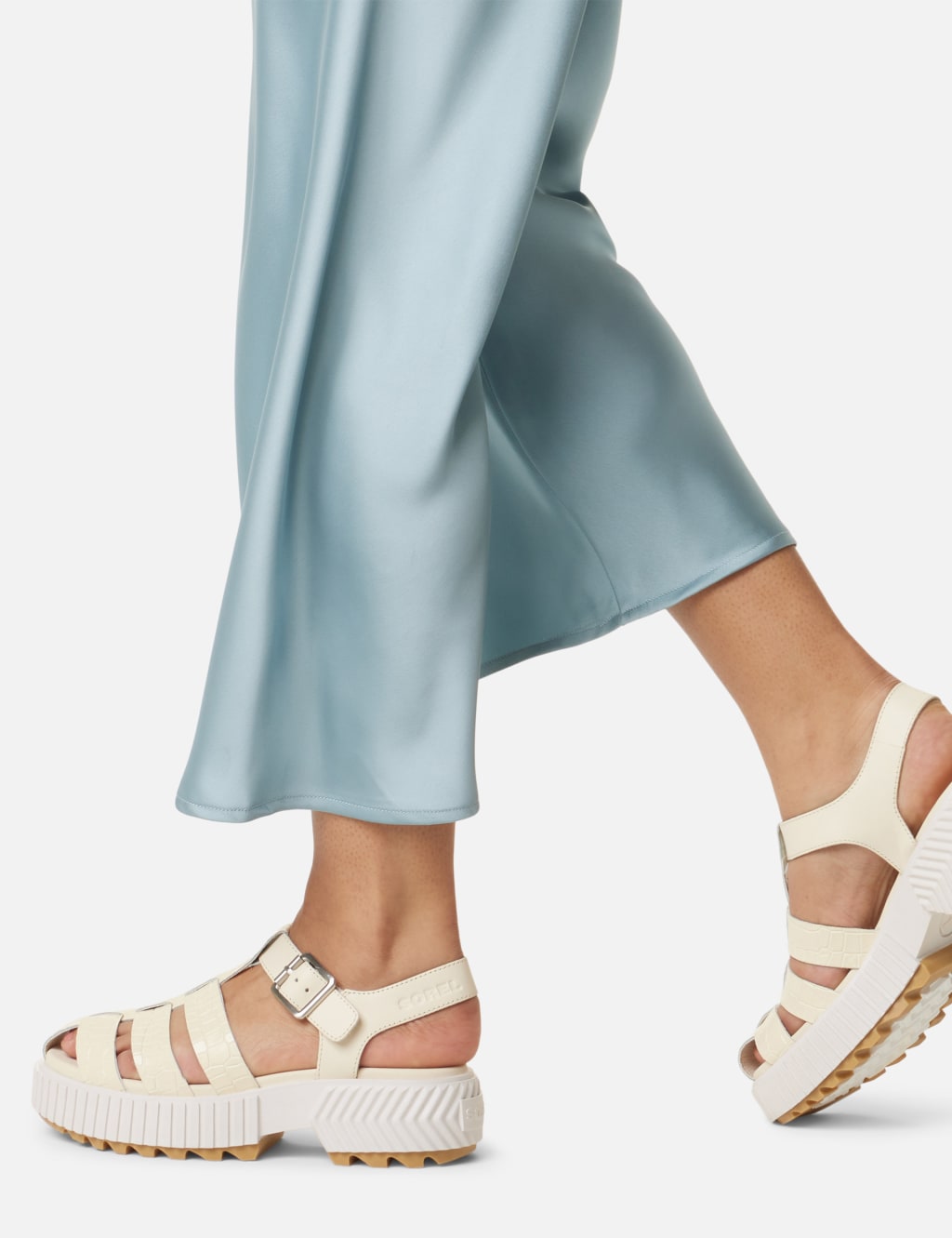 Leather Buckle Chunky Sandals