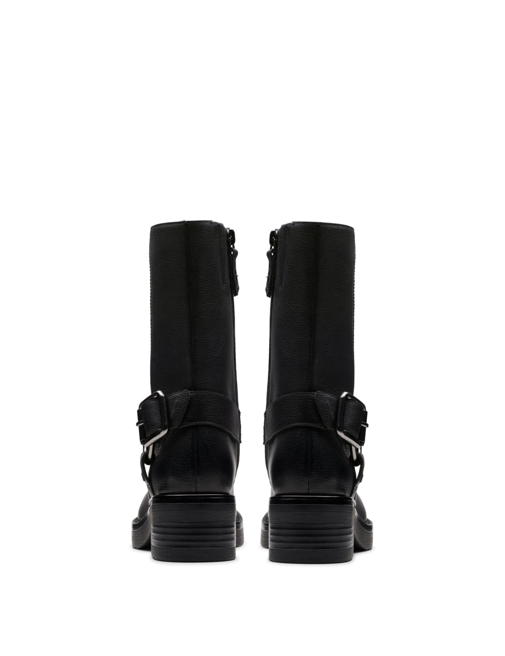 Leather Buckle Flat Boots