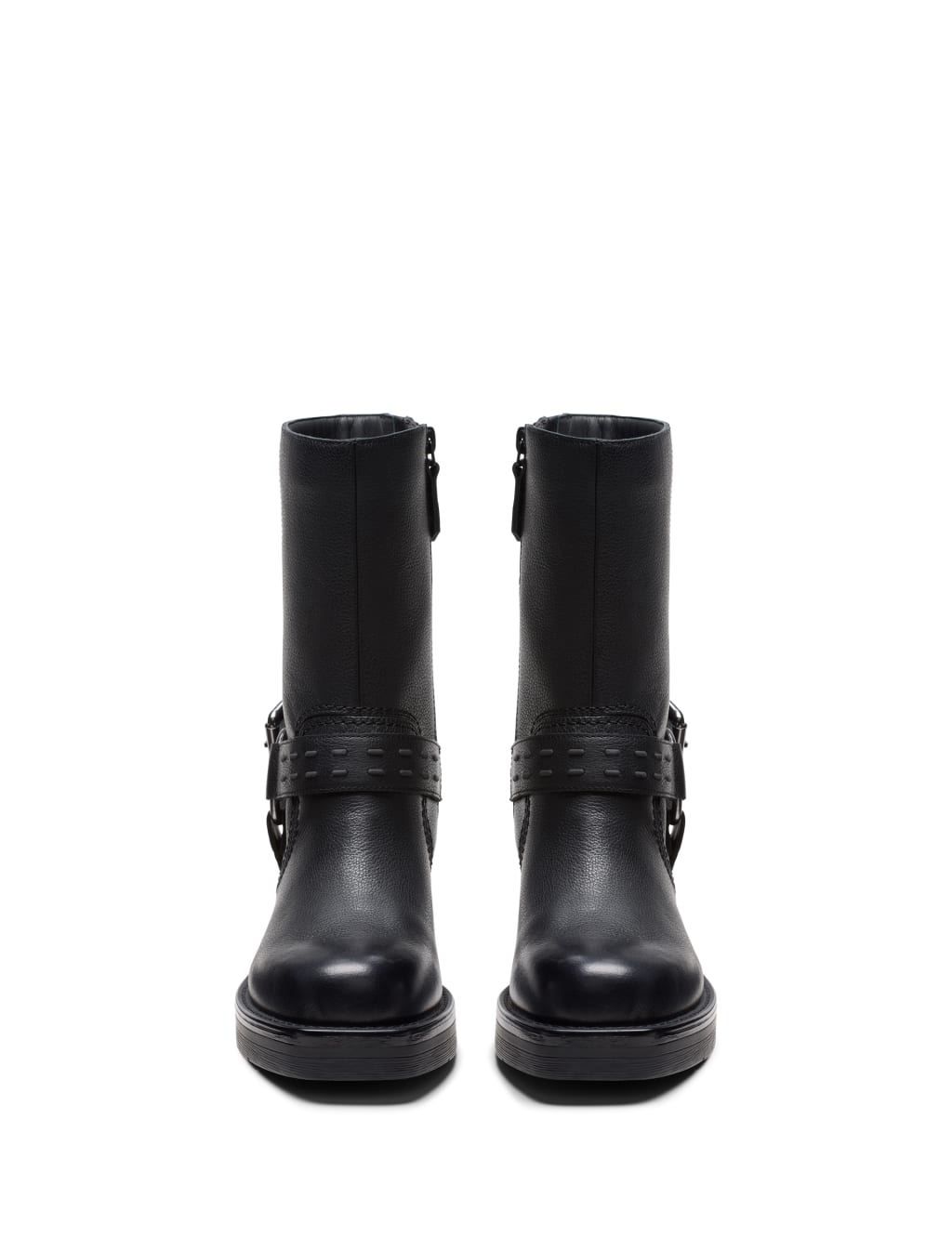 Black leather mid calf flat boots online