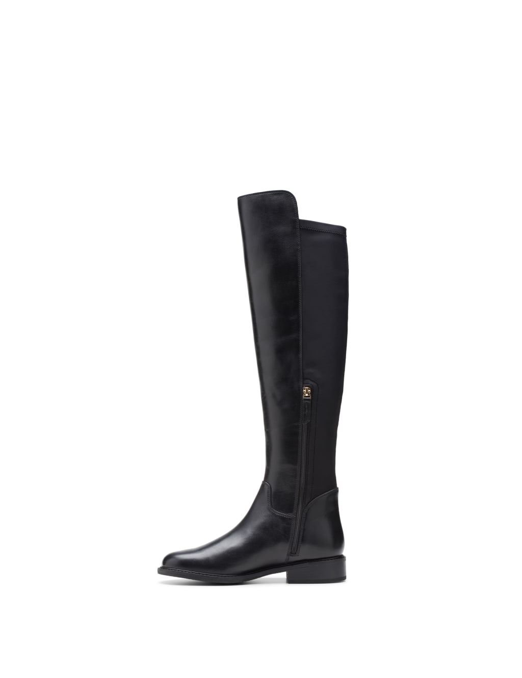 Black leather flat over the knee boots discount