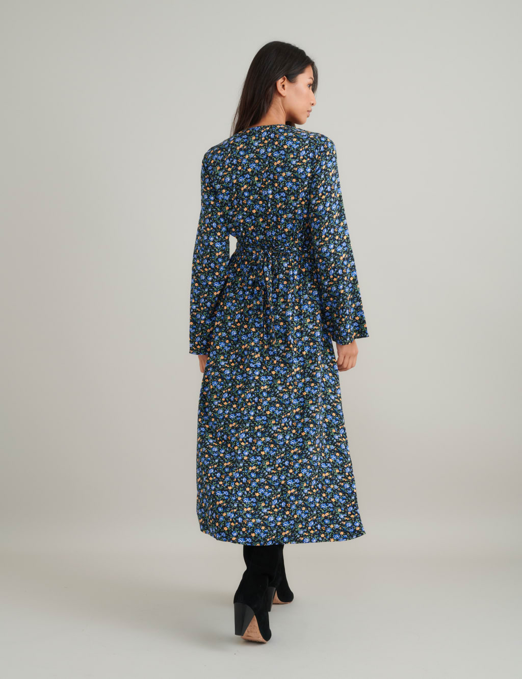 Floral V-Neck Midi Tea Dress 2 of 4