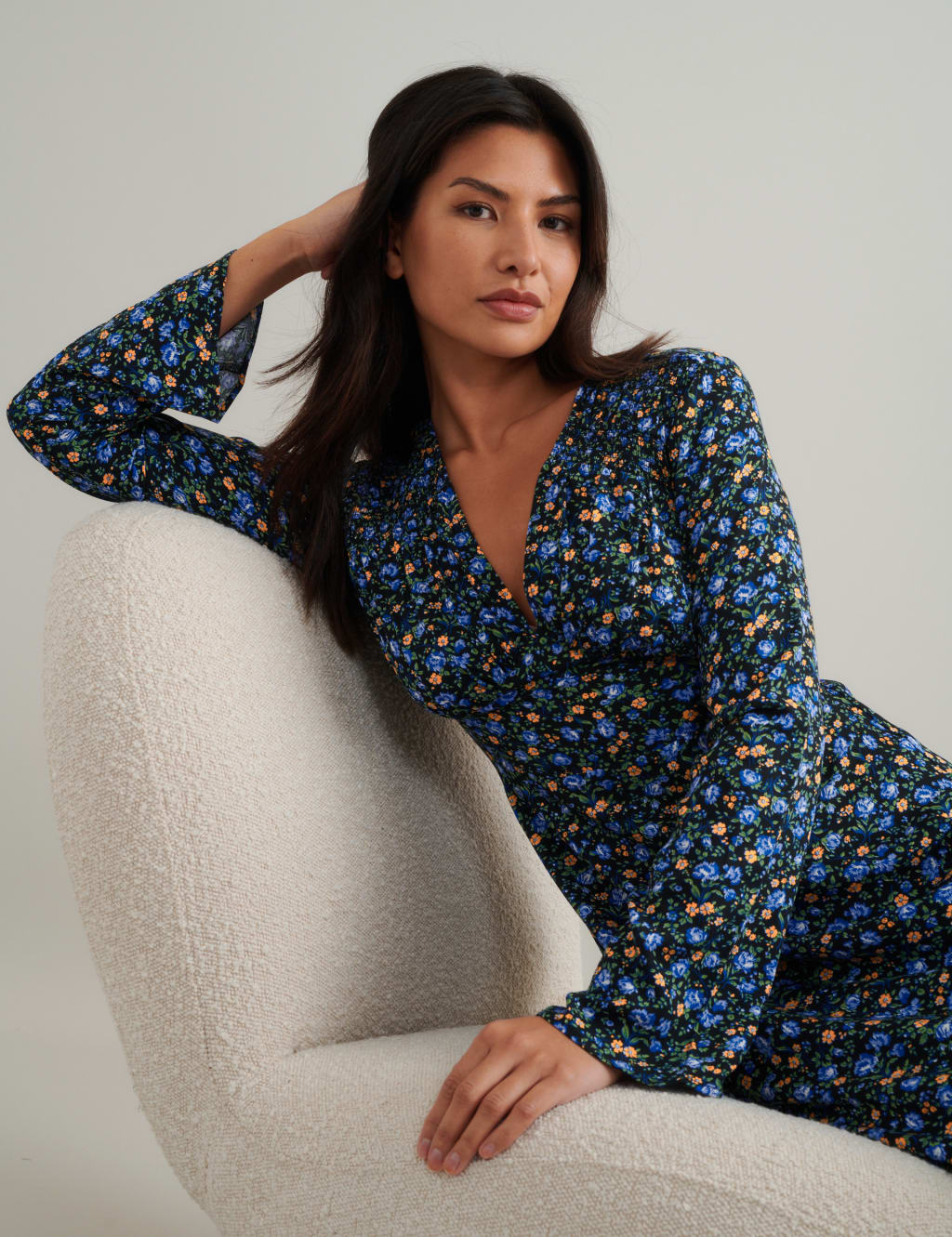 Floral V-Neck Midi Tea Dress 4 of 4