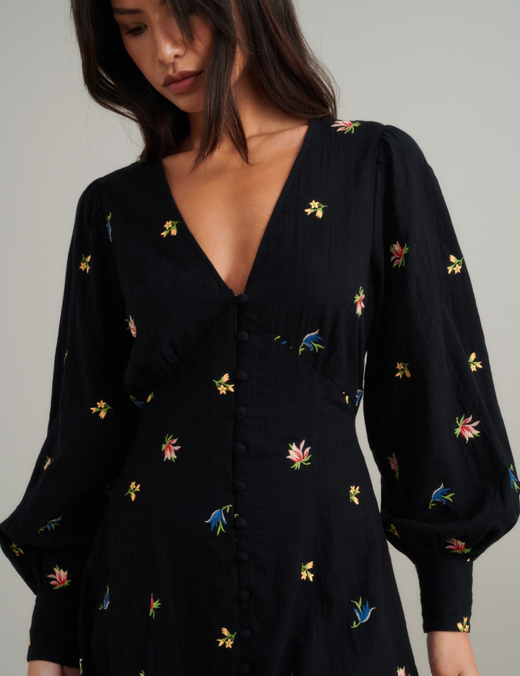 Pure Cotton Embroidered Midaxi Tea Dress 4 of 5