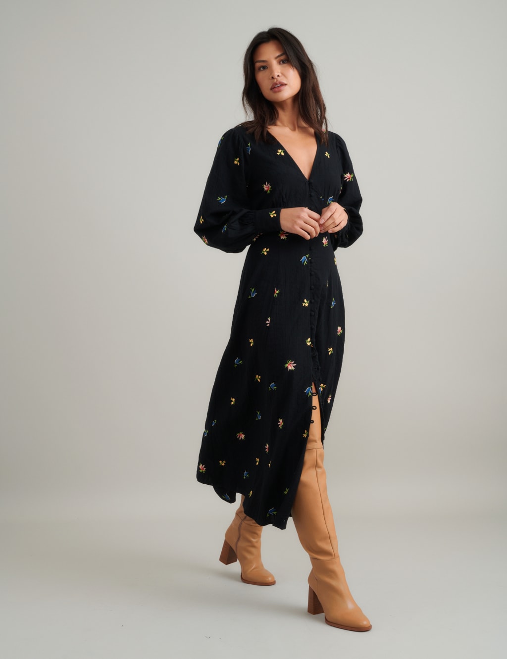 Pure Cotton Embroidered Midaxi Tea Dress 5 of 5