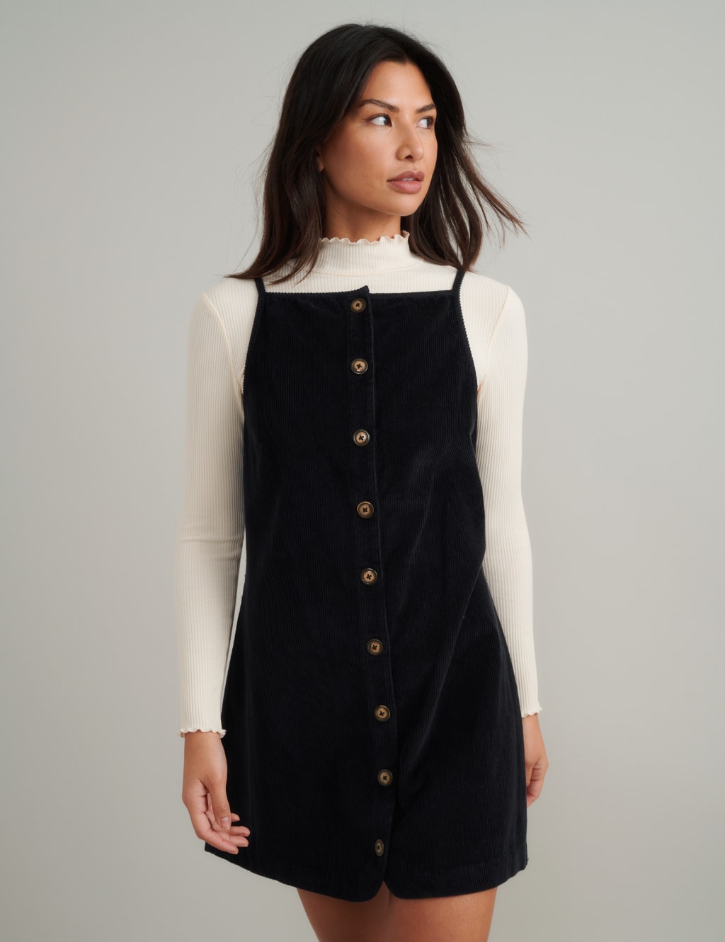 Pure Cotton Cord Mini Pinafore Dress 2 of 4