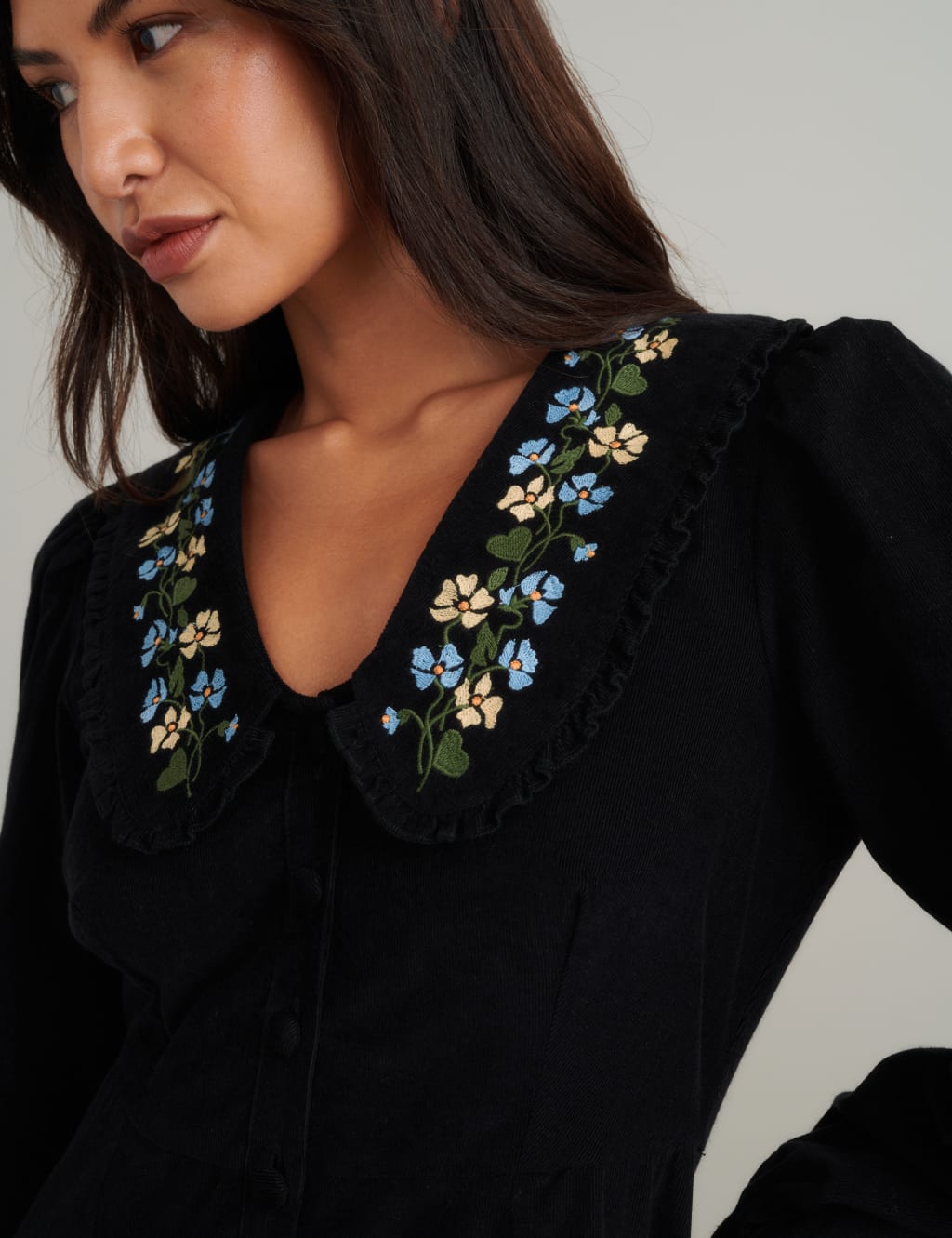 Pure Cotton Embroidered Mini Waisted Dress 3 of 3