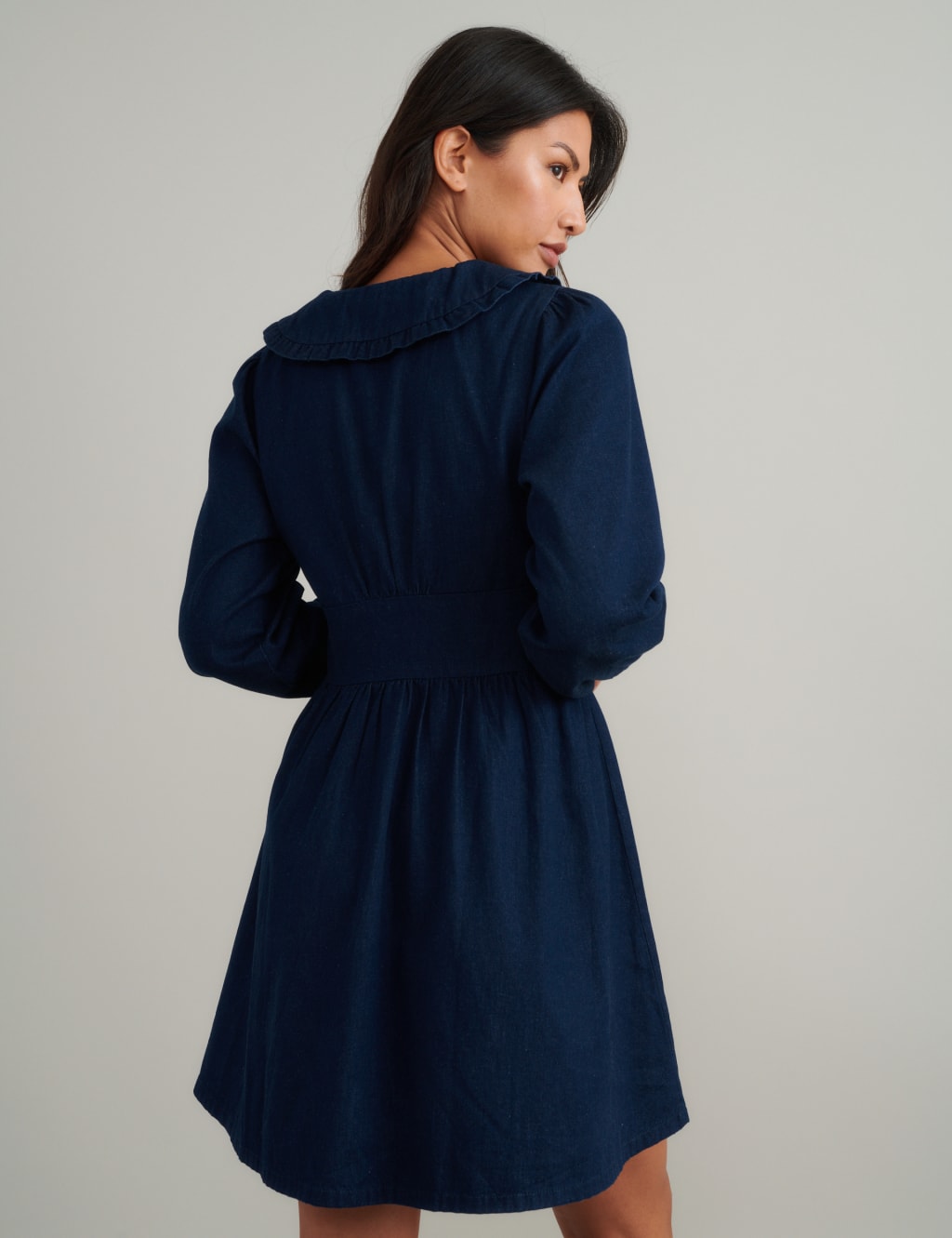 Denim Collared Mini Tea Dress 2 of 5