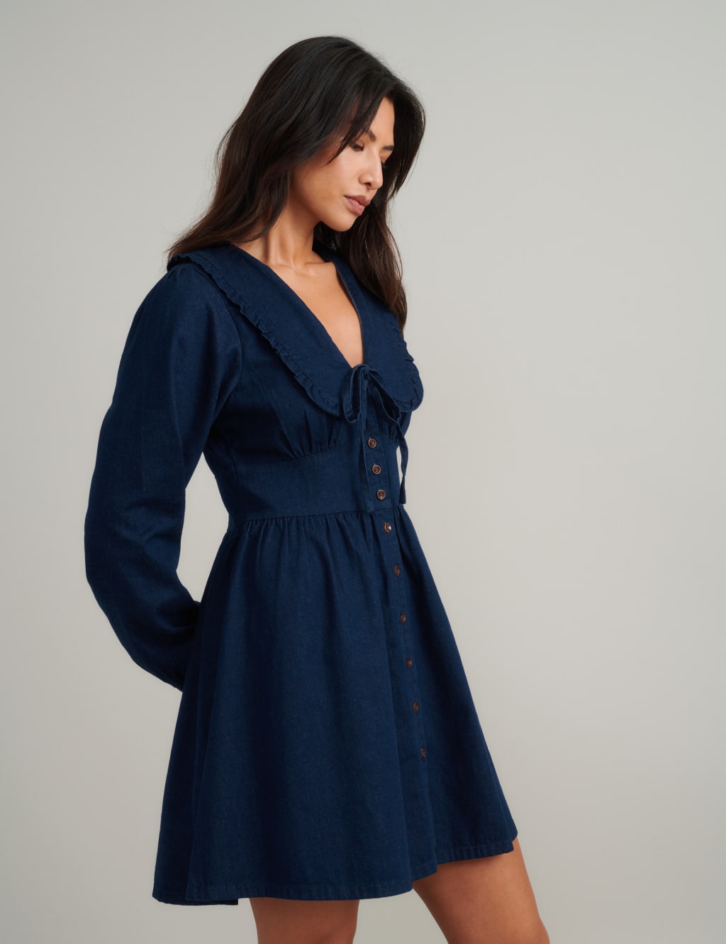 Denim Collared Mini Tea Dress 4 of 5