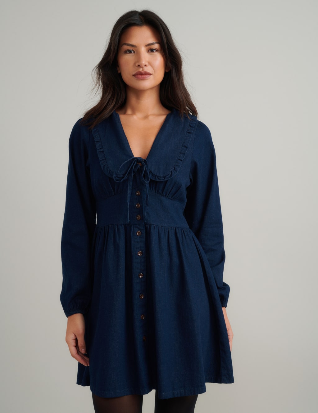 Denim Collared Mini Tea Dress 5 of 5