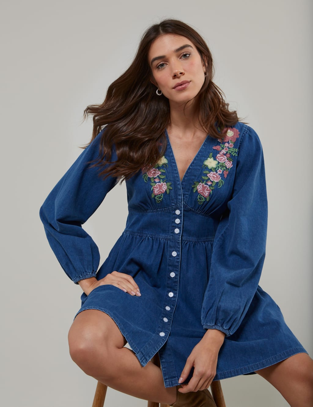 Pure Cotton Denim Mini Tea Dress 2 of 5