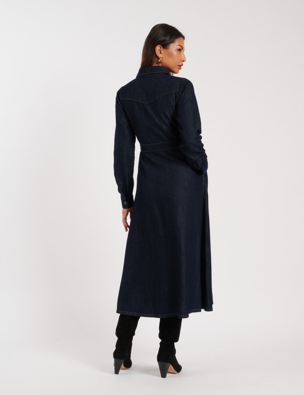 Denim Midi Shirt Dress 2 of 6