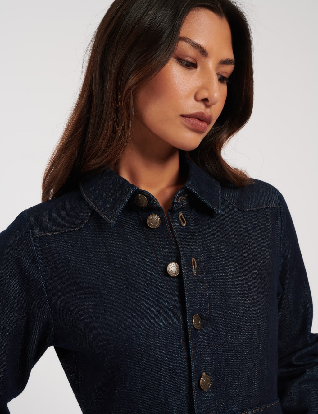 Denim Midi Shirt Dress 3 of 6