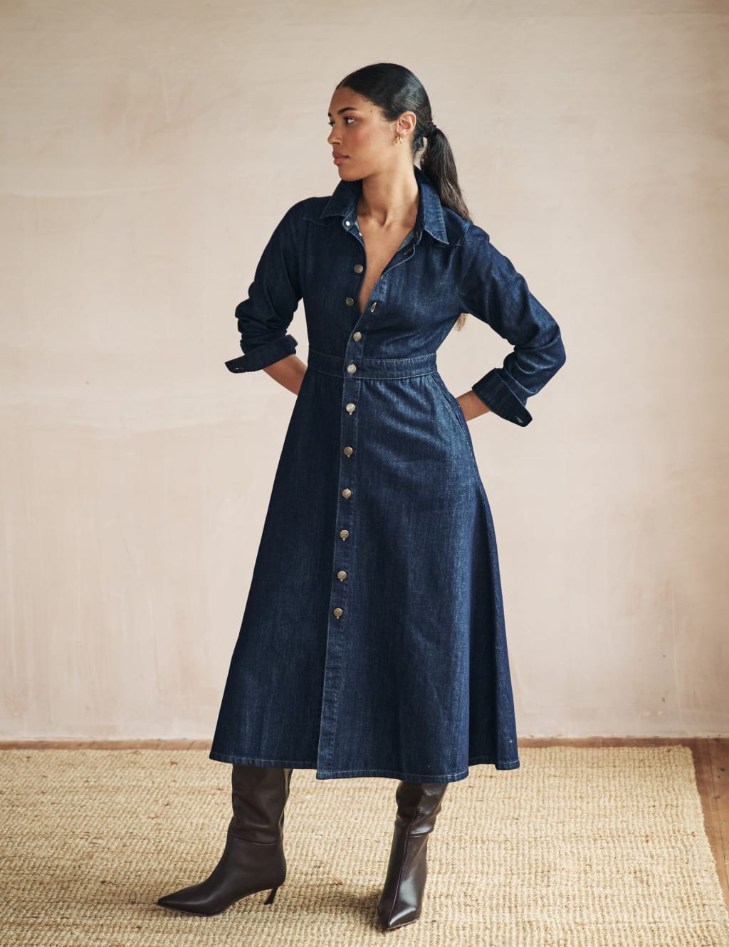 Denim Midi Shirt Dress 5 of 6