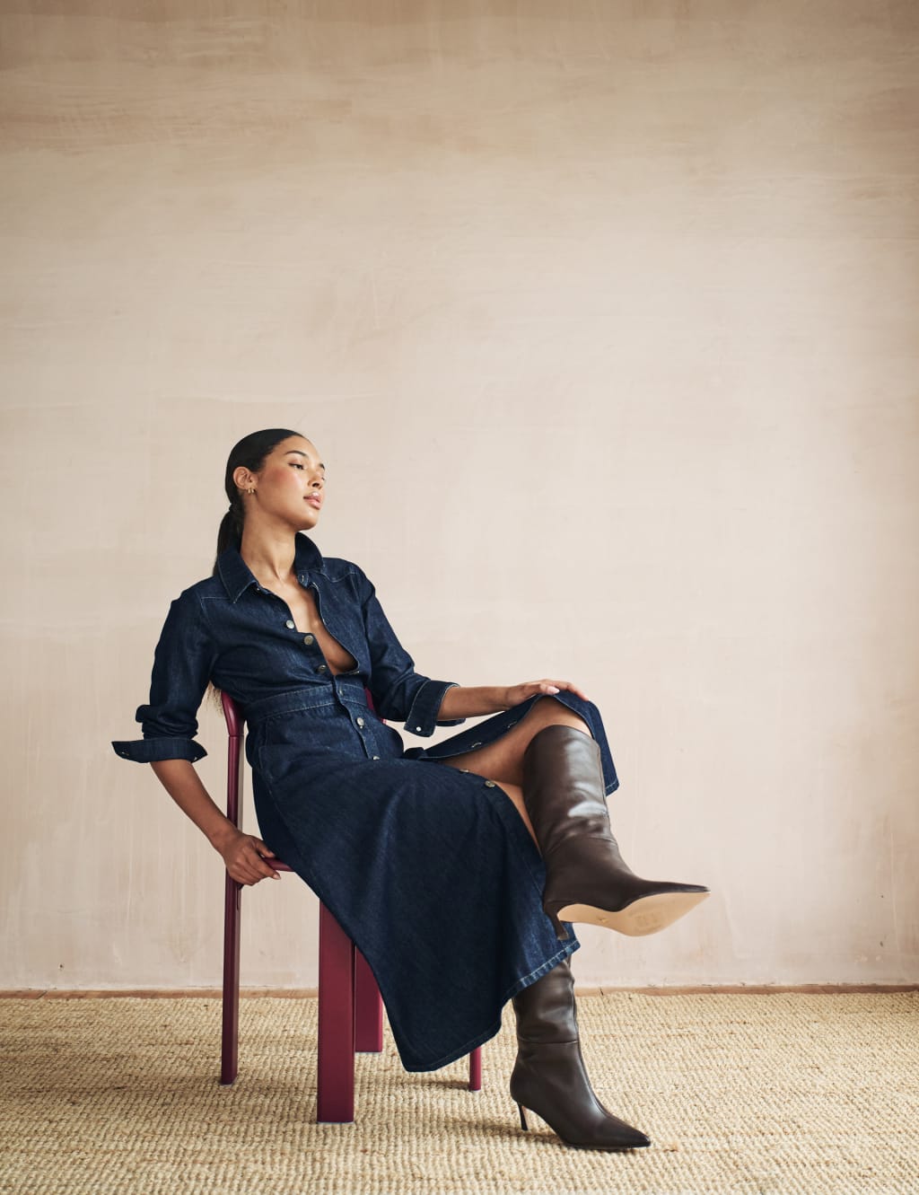 Denim Midi Shirt Dress 6 of 6