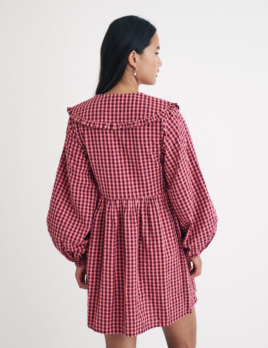 Pure Cotton Checked Mini Smock Dress 3 of 4
