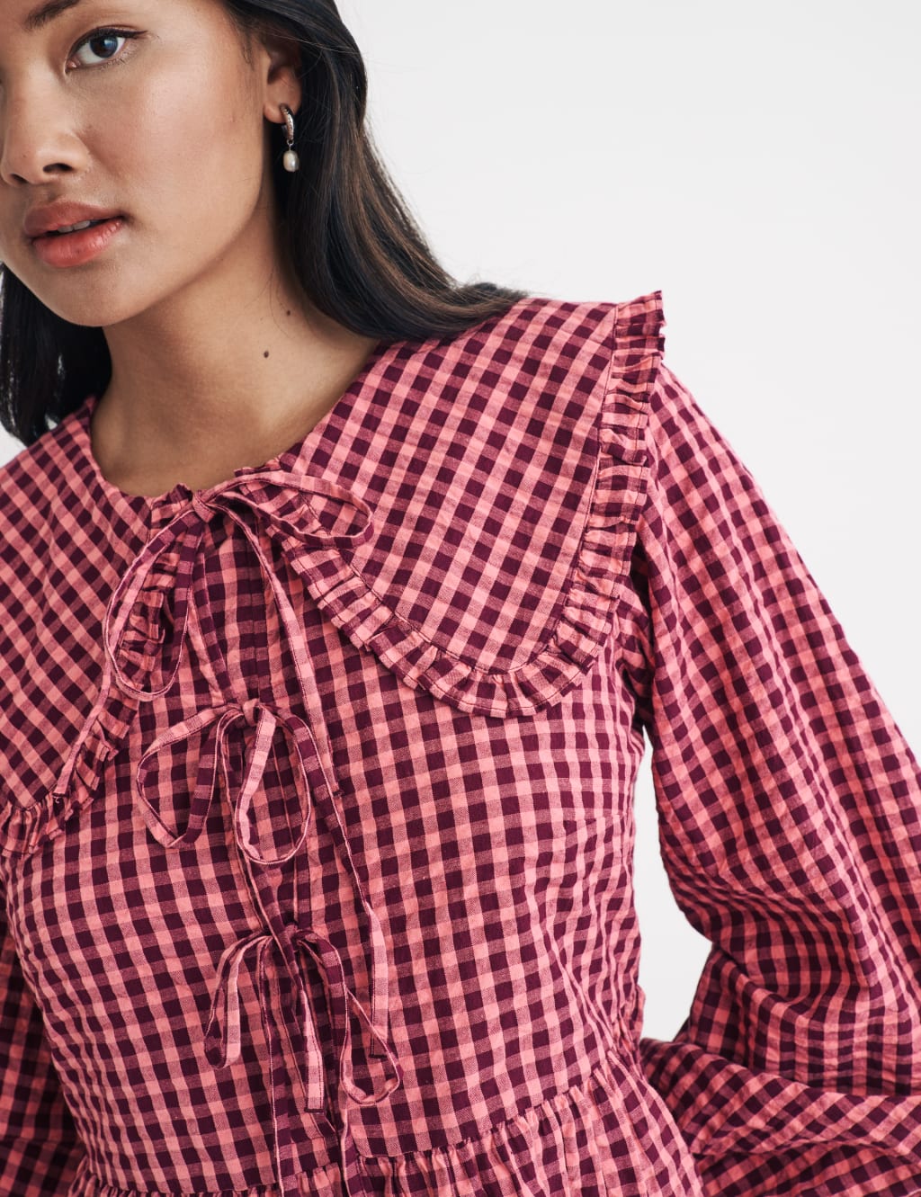 Pure Cotton Checked Mini Smock Dress 4 of 4