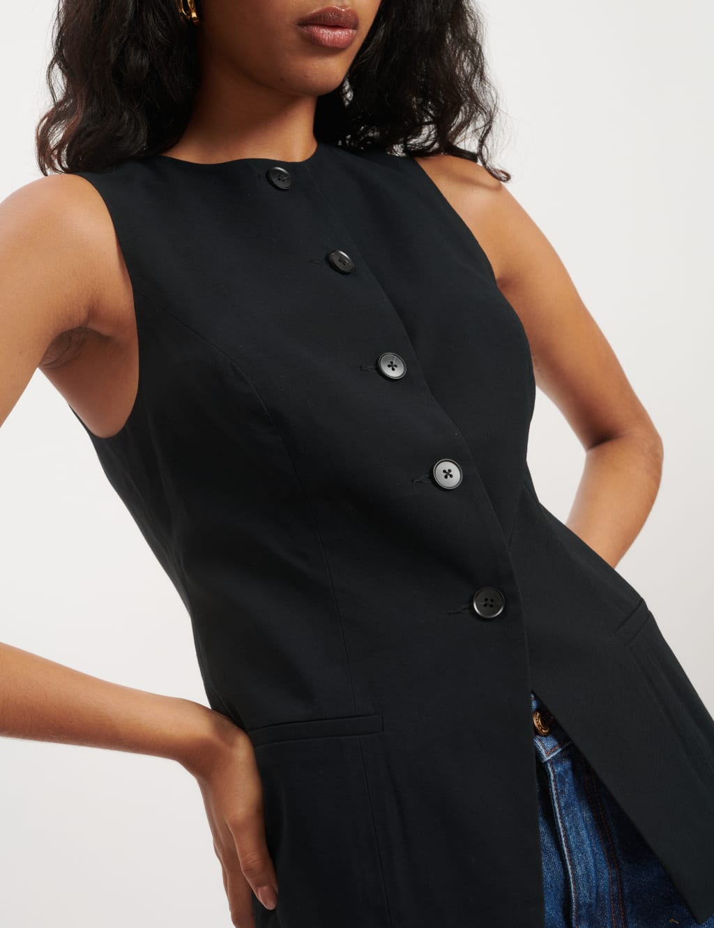Crew Neck Longline Waistcoat 4 of 5