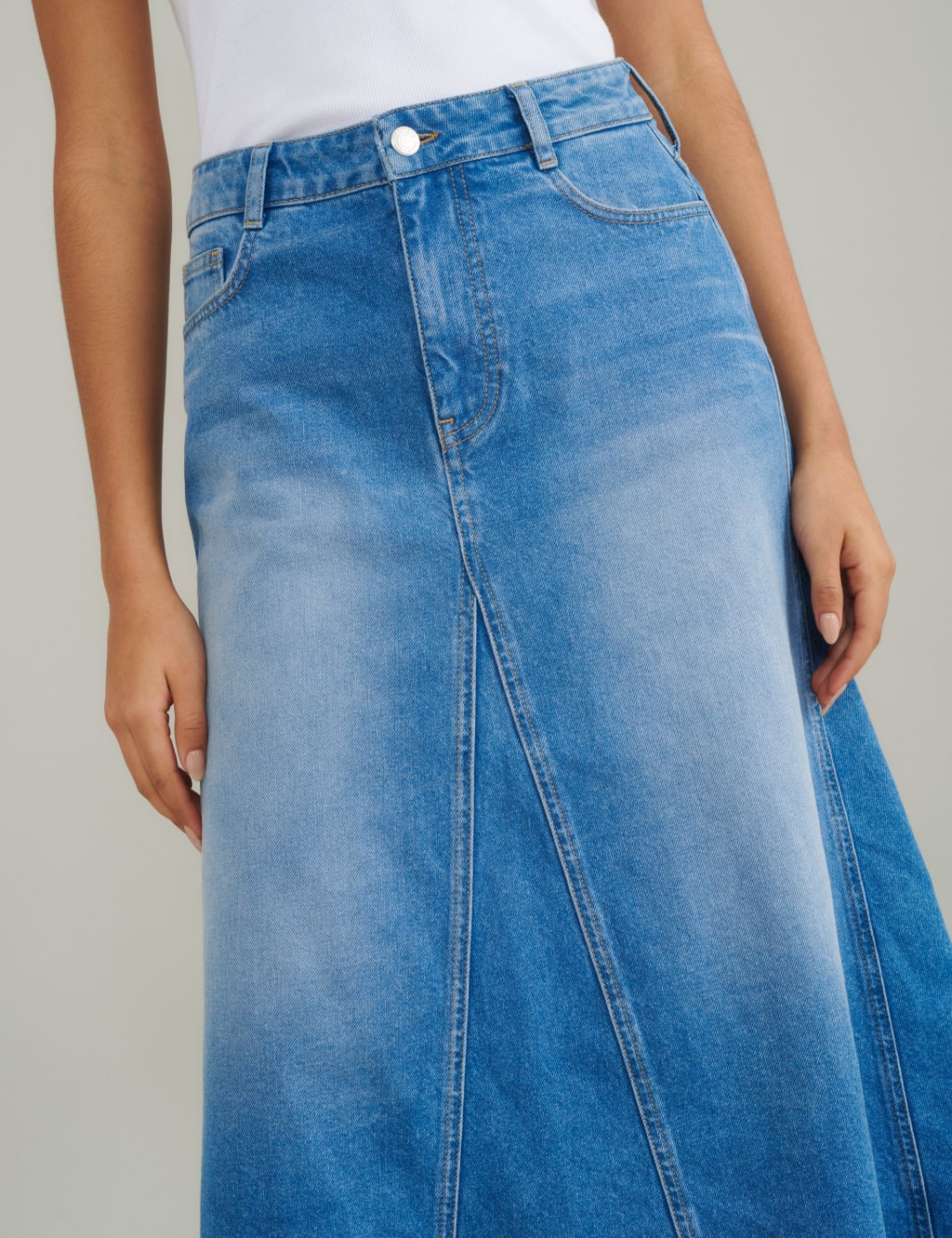 Denim Midi Skirt 6 of 7