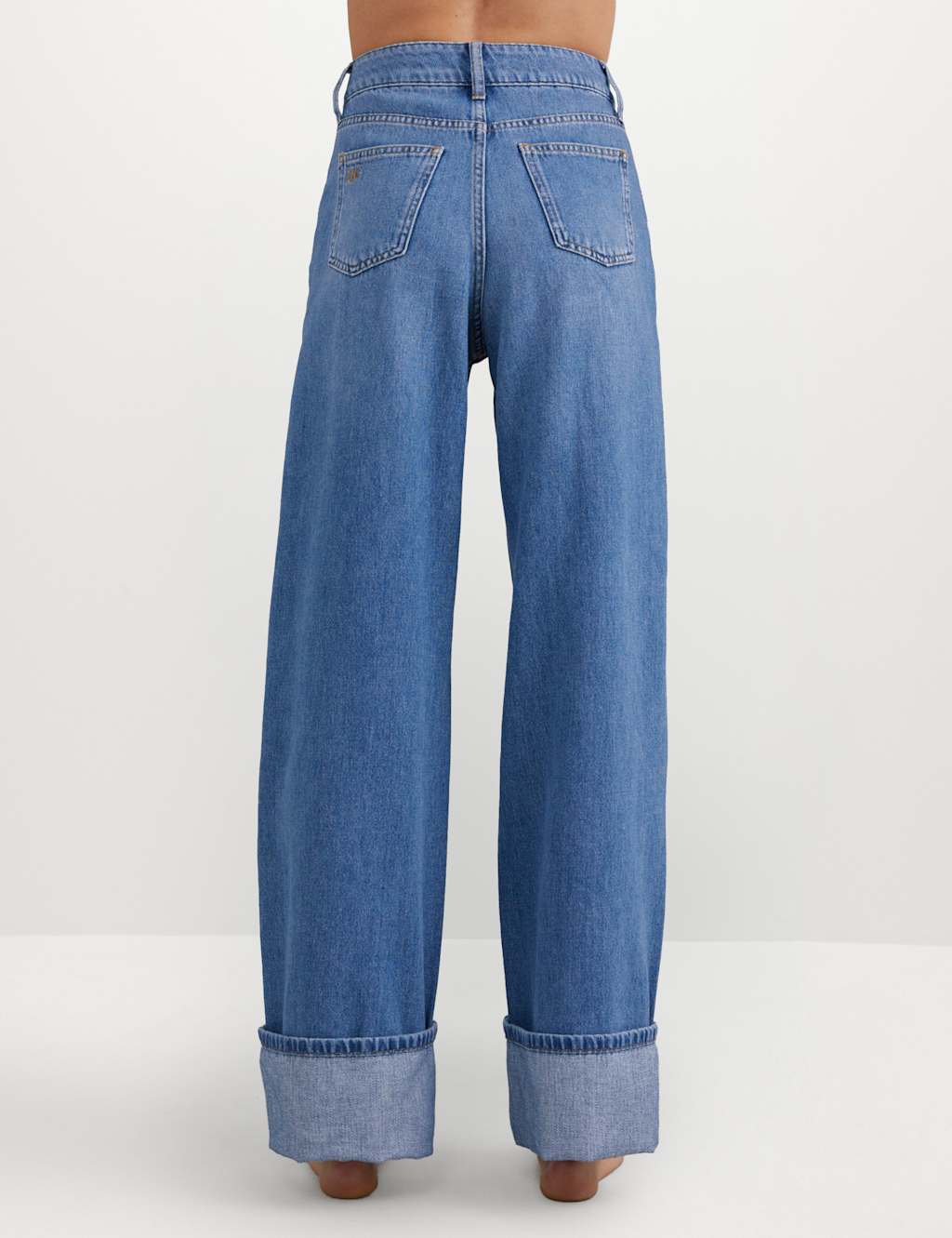 Pure Cotton Wide Leg Turn Up Jeans 3 of 5