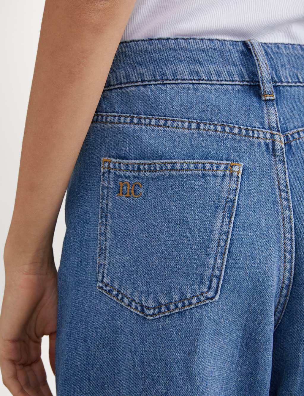 Pure Cotton Wide Leg Turn Up Jeans 4 of 5