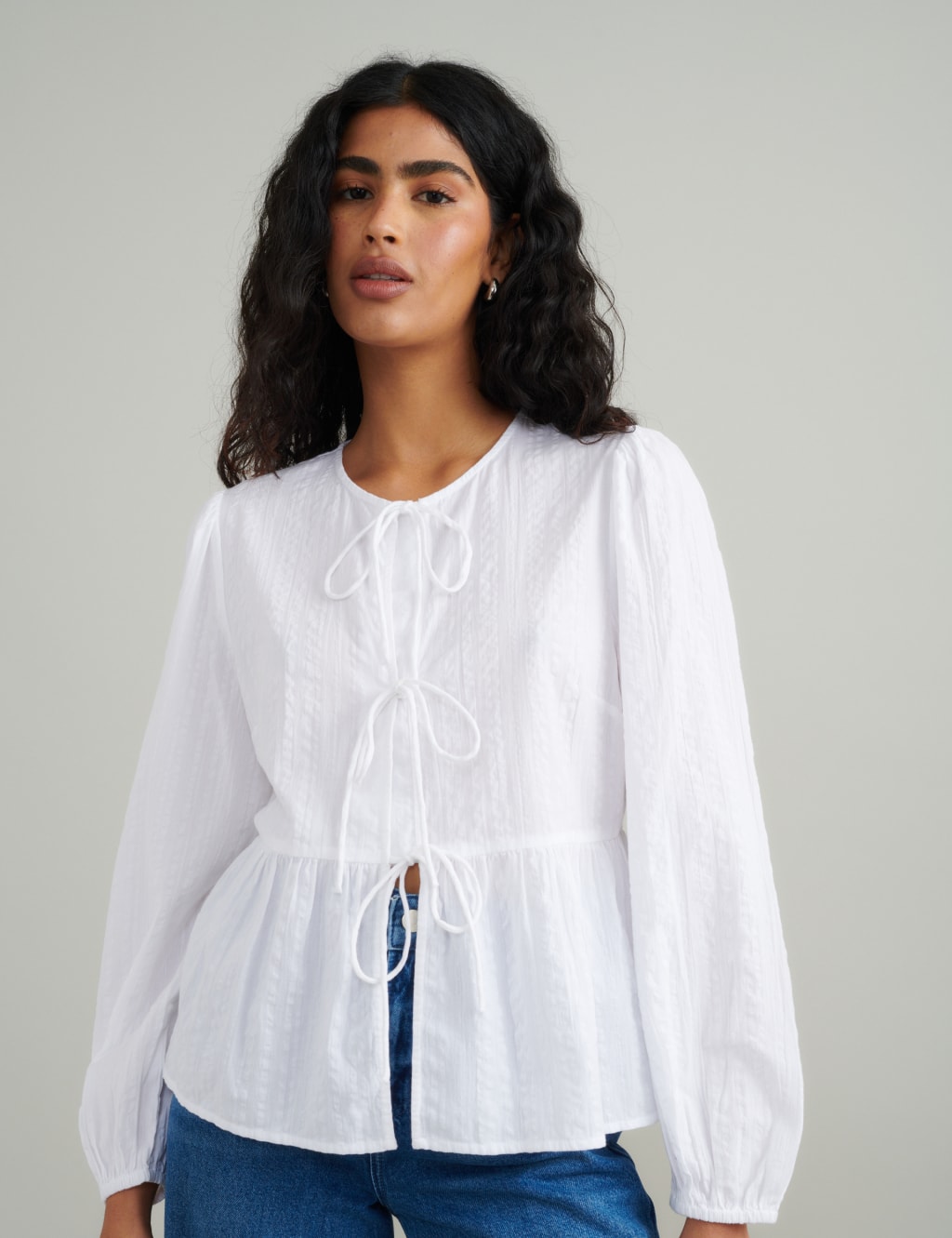 Tie Front Peplum Blouse