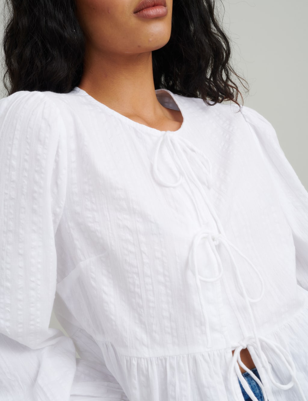 Tie Front Peplum Blouse 3 of 5
