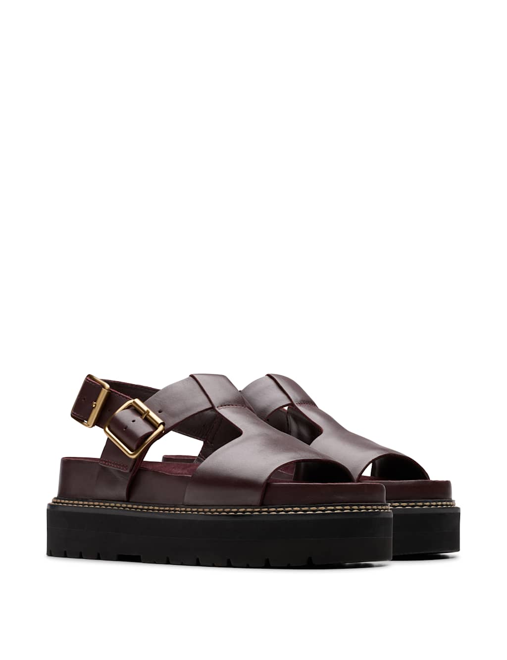 Leather Buckle Flatform Sandals 2 of 7