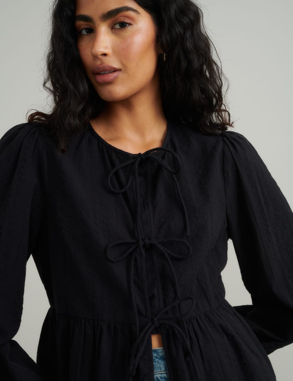 Pure Cotton Tie Front Blouse 3 of 5