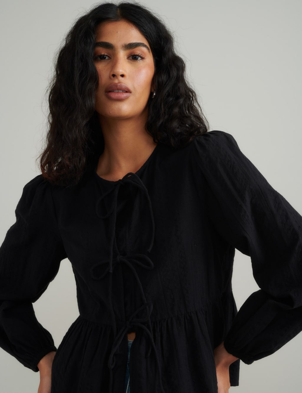 Pure Cotton Tie Front Blouse 5 of 5