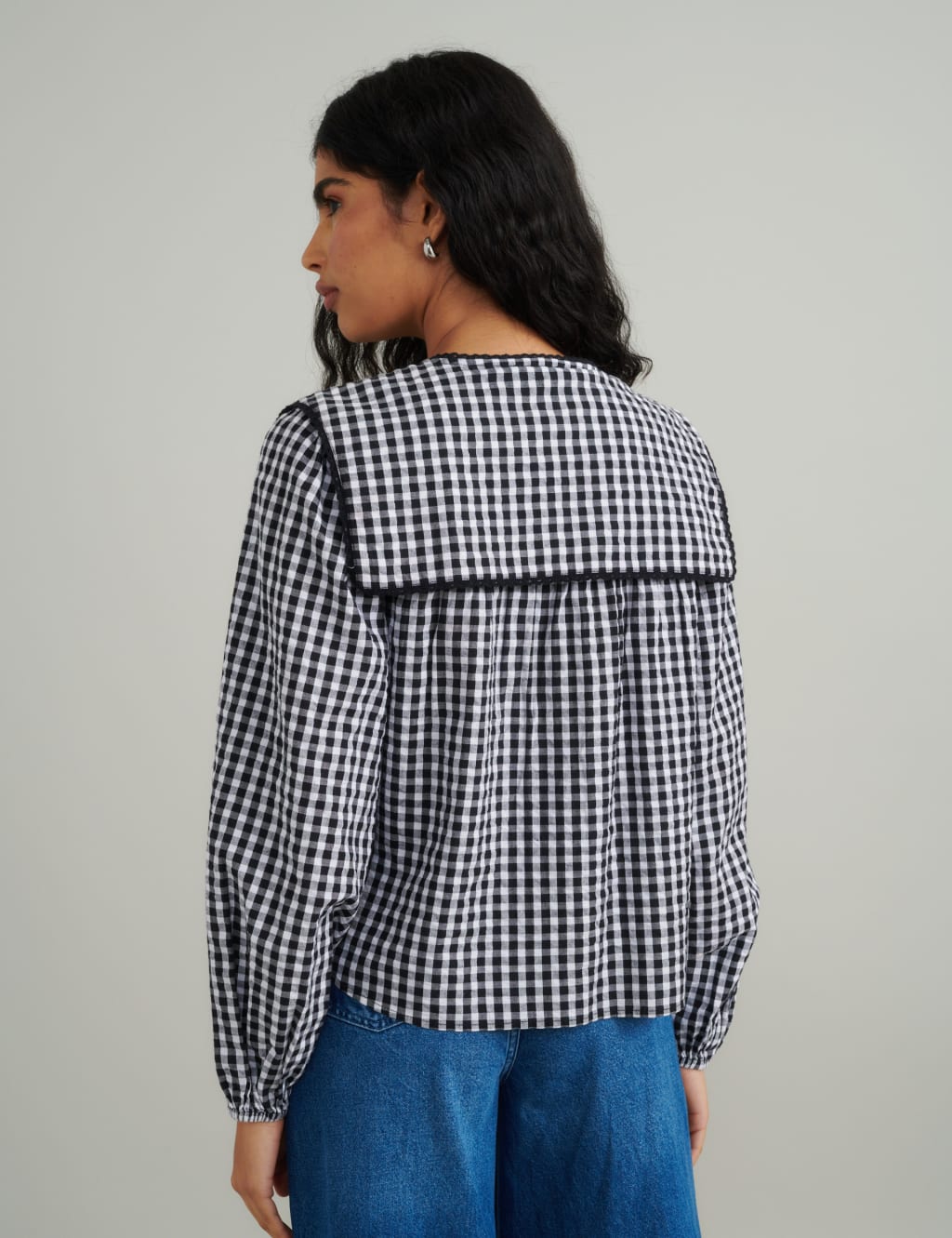 Pure Cotton Checked Blouse 2 of 5