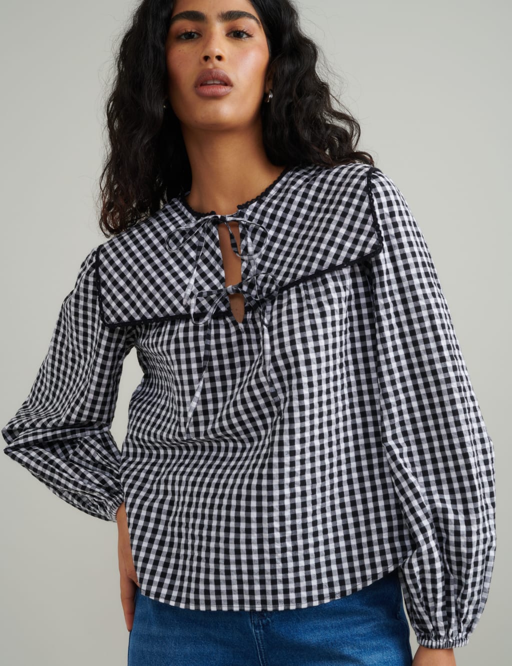 Pure Cotton Checked Blouse 5 of 5