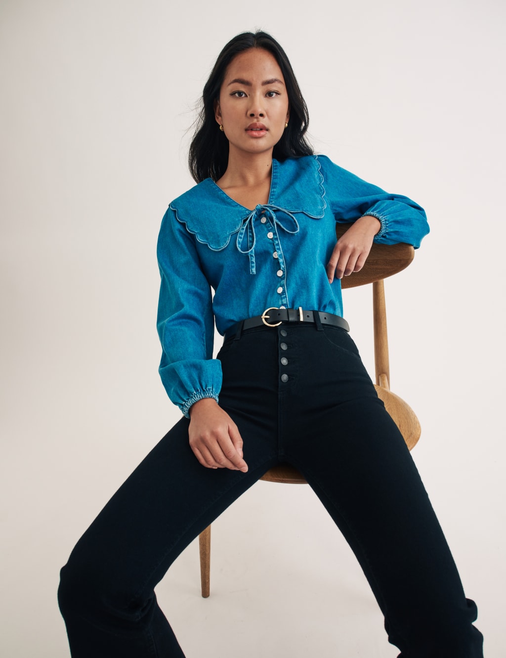 Denim Collared Blouse 2 of 4