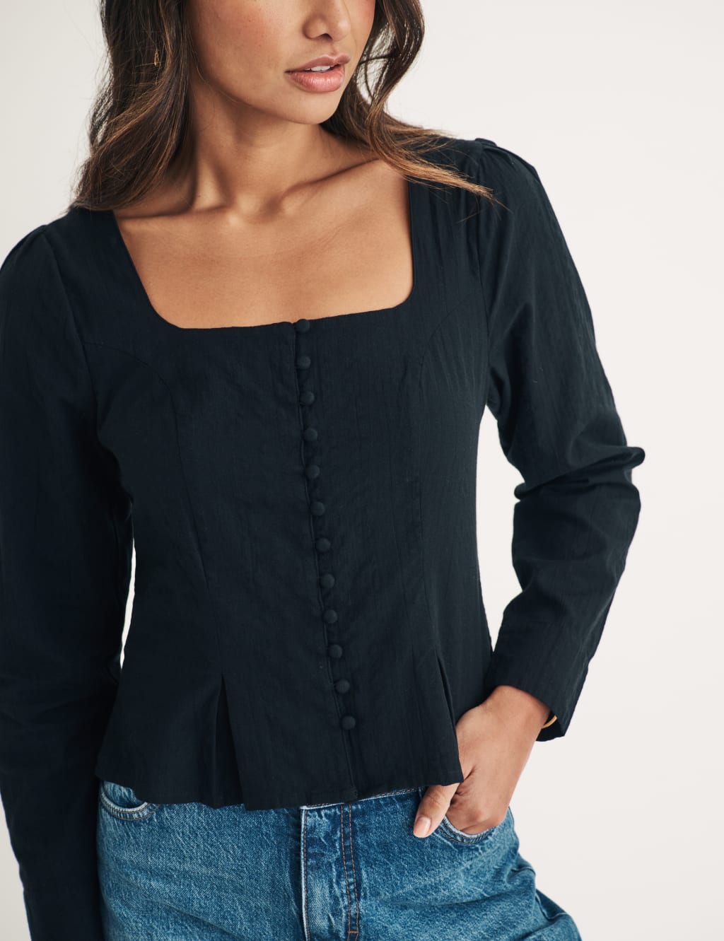 Pure Cotton Square Neck Blouse 3 of 5