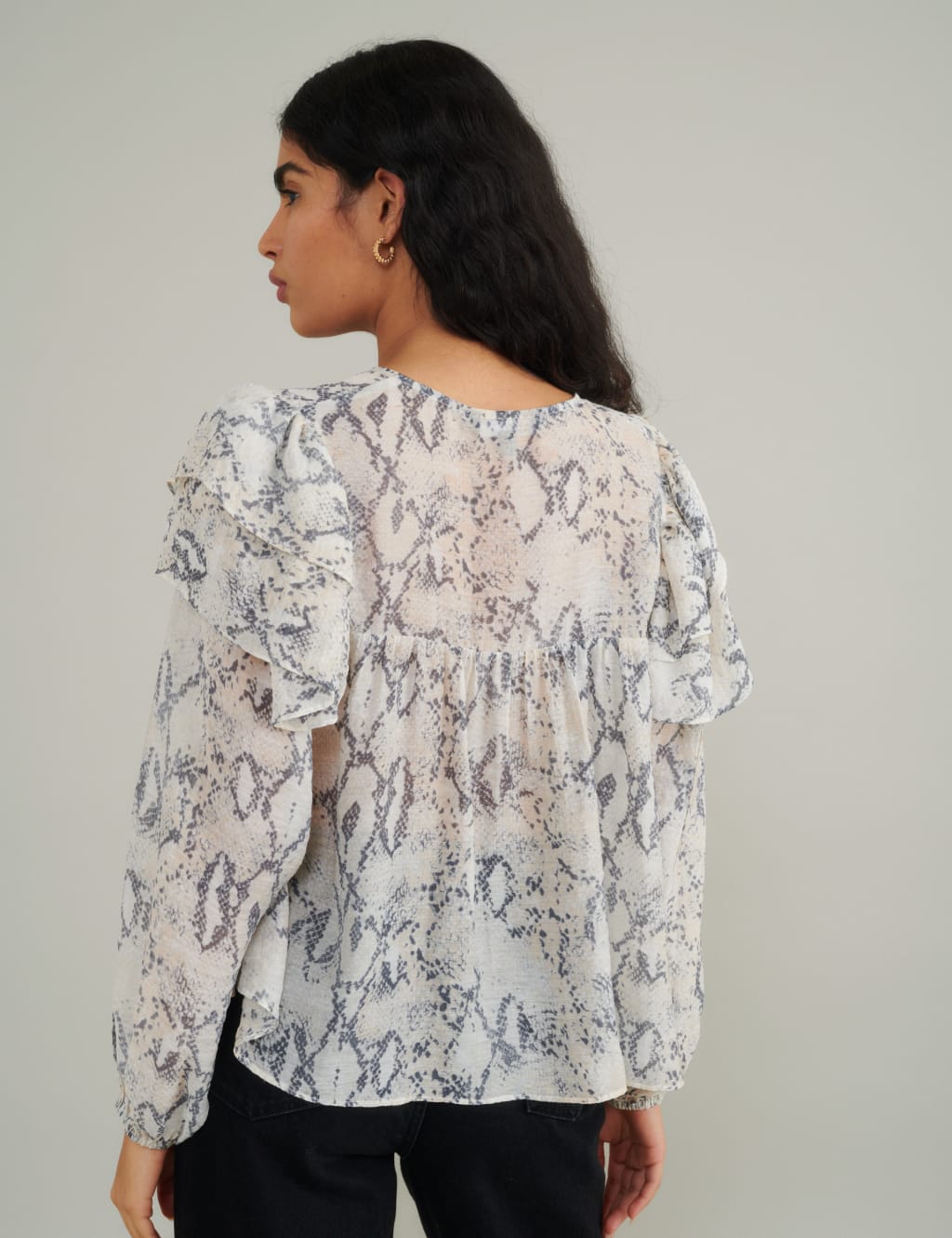 Snake Print Ruffle Top 2 of 5