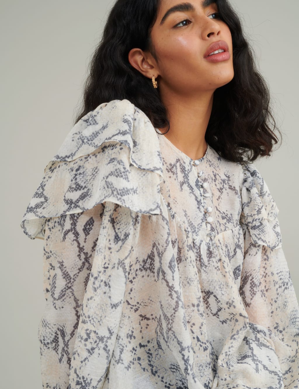 Snake Print Ruffle Top 3 of 5