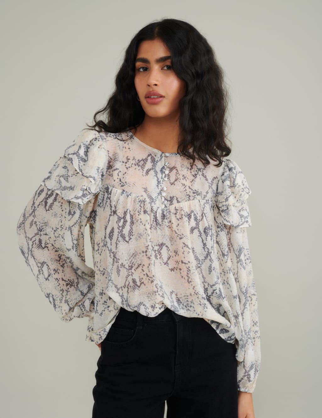Snake Print Ruffle Top 5 of 5