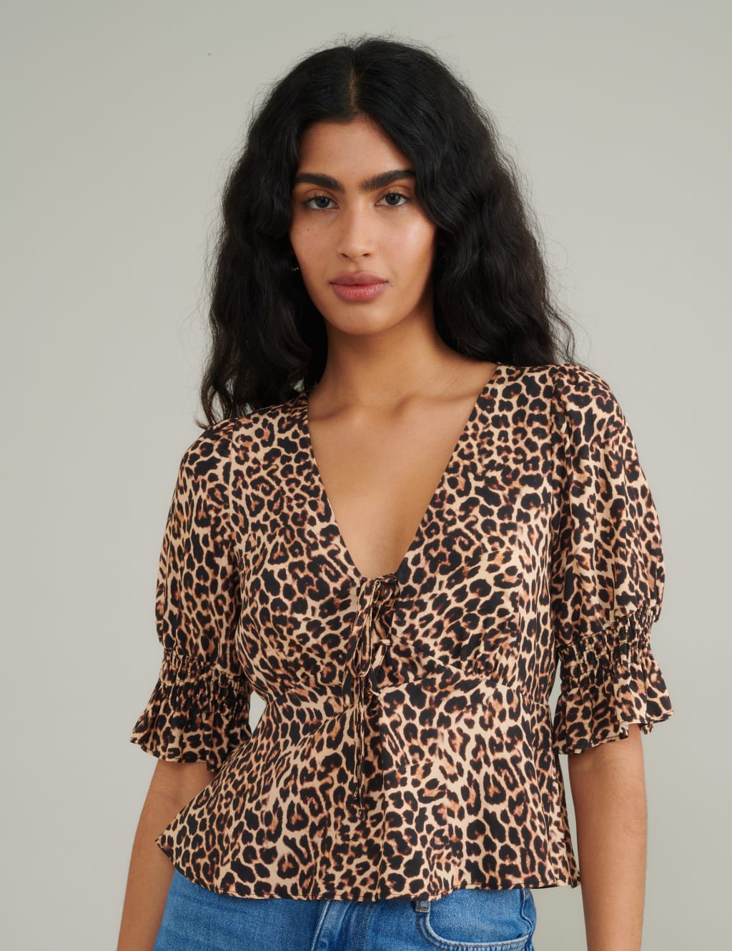 Animal Print Tie Front Top 1 of 4