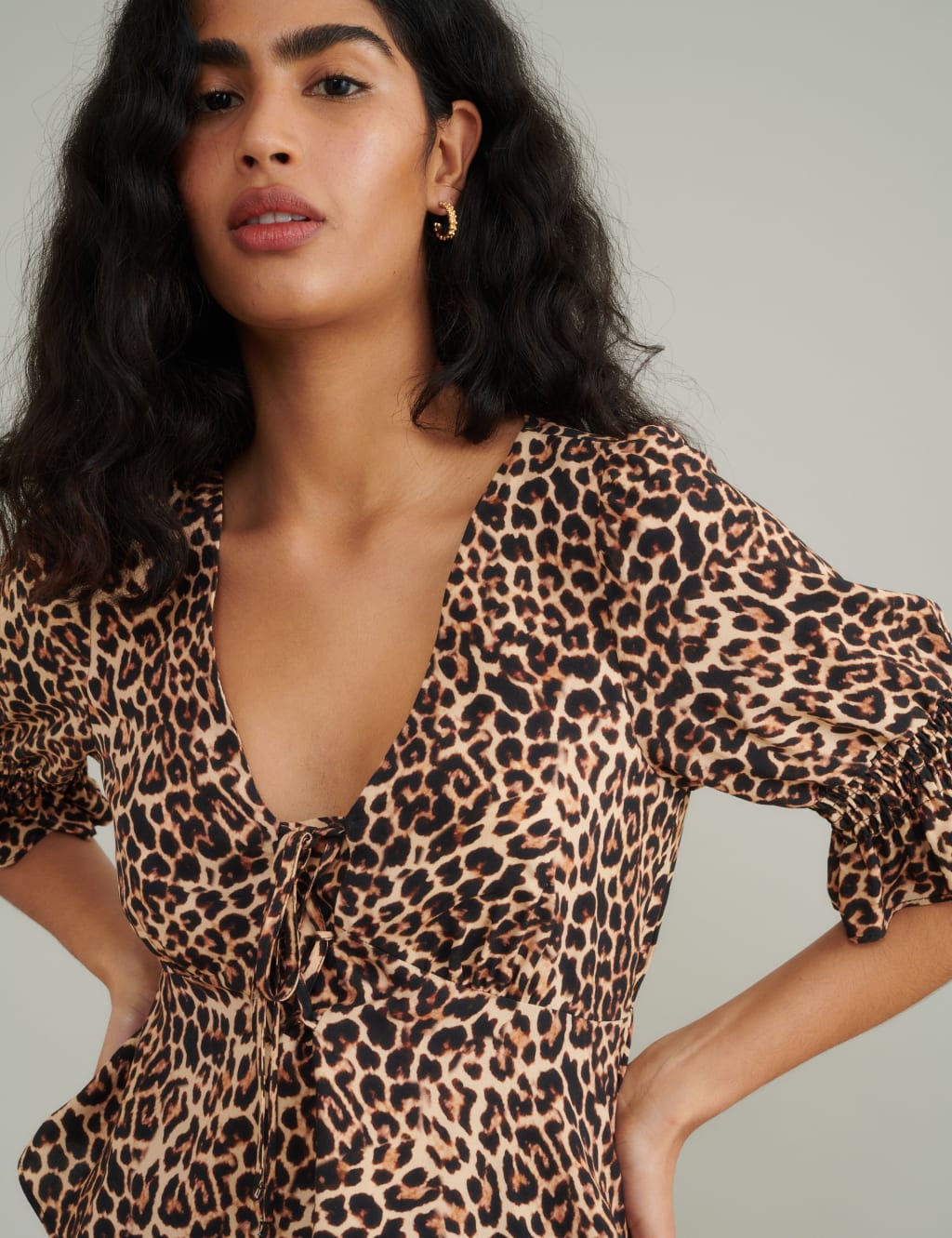 Animal Print Tie Front Top 3 of 4