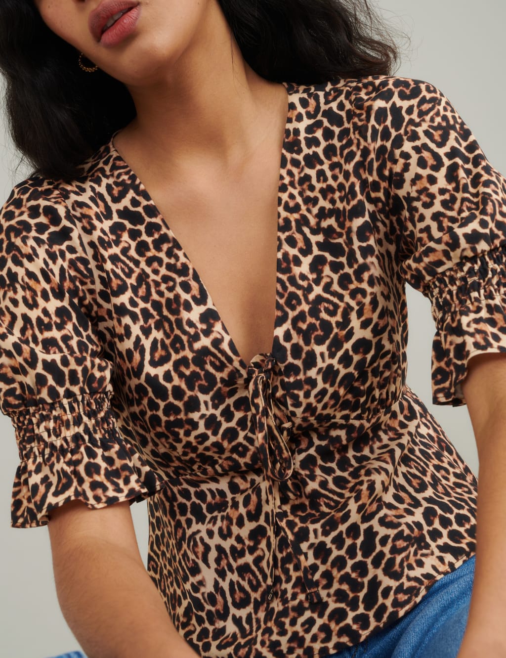Animal Print Tie Front Top 4 of 4