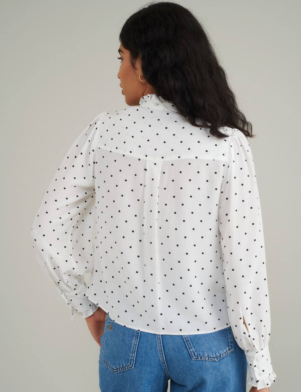 Polka Dot High Neck Blouse 2 of 5