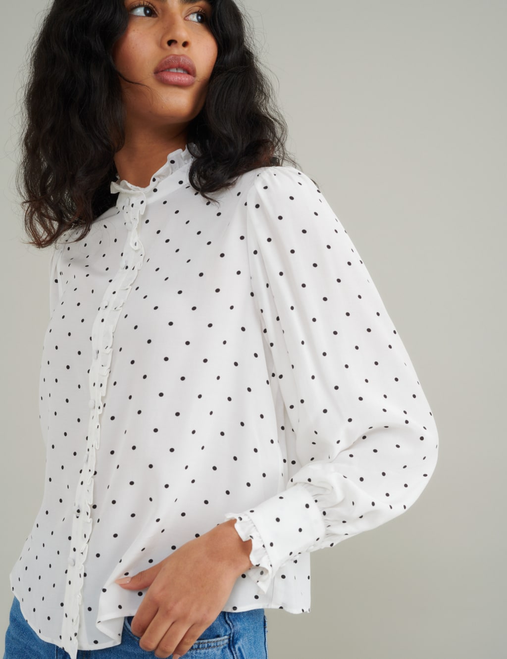 Polka Dot High Neck Blouse 3 of 5