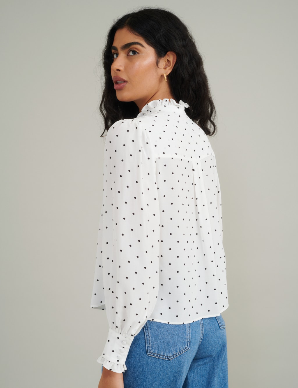 Polka Dot High Neck Blouse 4 of 5